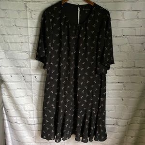 Bobeau Black Baroque Print Shift Dress Size L